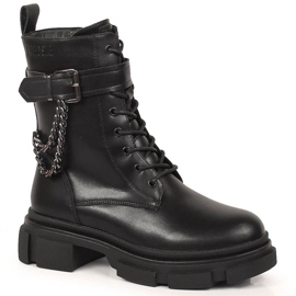 Fekete női bőrtáskák lánccal, melegített fekete Big Star KK274486