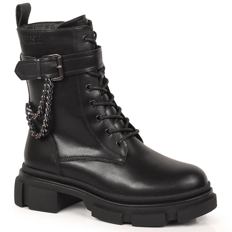 Fekete női bőrtáskák lánccal, melegített fekete Big Star KK274486