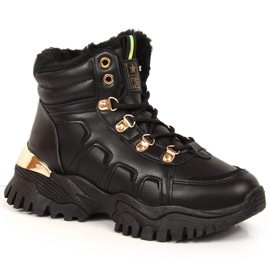 News Női platform hócsizma bundával fekete HÍREK