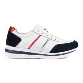 Női bőr tornacipők a Shelovet platformon fehér