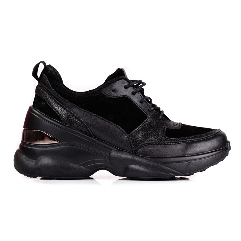 Női fekete bőr tornacipő Shelovet