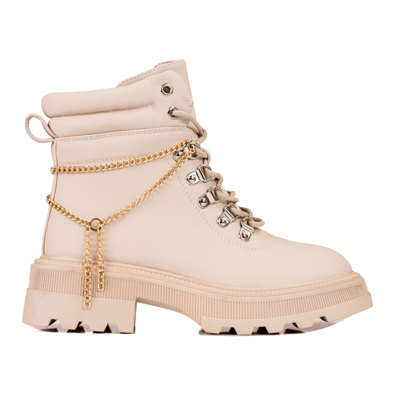 Bézs színű női túrabakancs Shelovet láncokkal