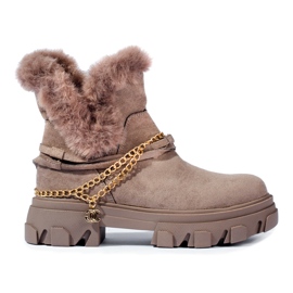 Női velúr csizma a Shelovet platformon barna Női velúr csizma a Shelovet platformon barna