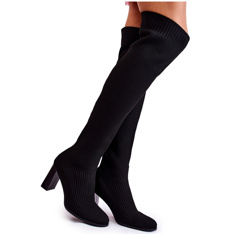 PS1 Bordás klasszikus magassarkú csizma fekete Laossi QT58P PS1 Bordás klasszikus magassarkú csizma fekete Laossi QT58P