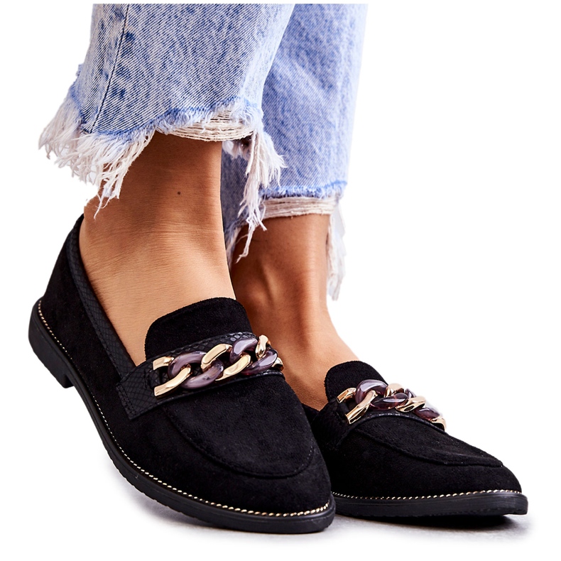 FB2 Női velúr cipők fekete lánccal