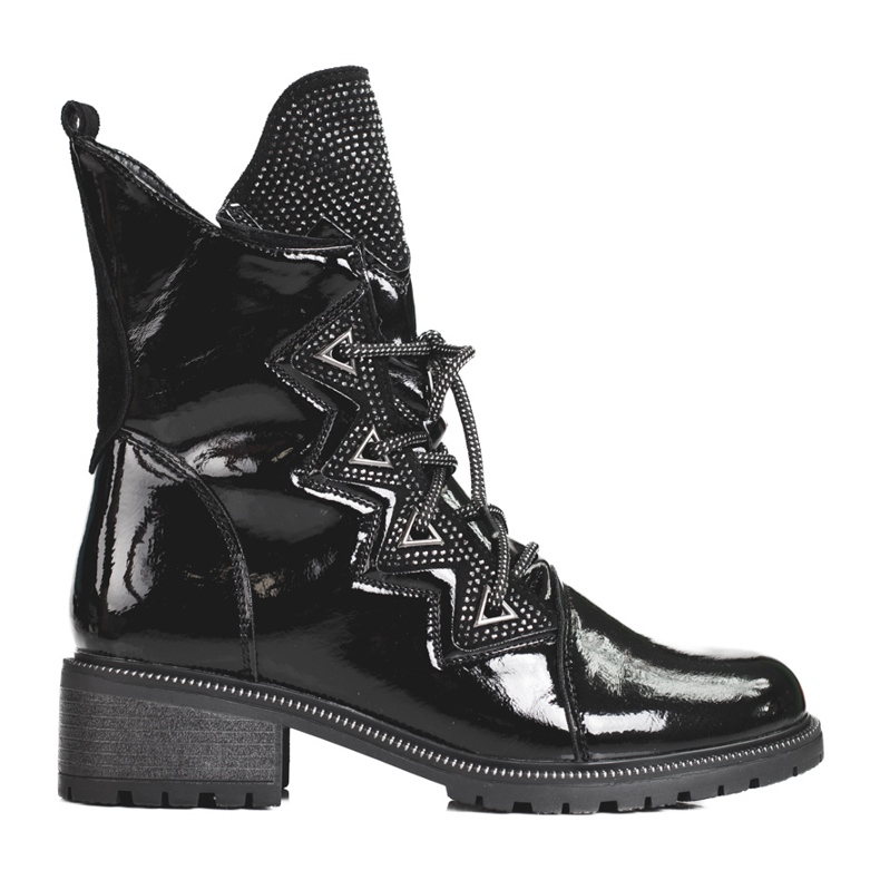 Patent női csizma Shelovet kristályokkal fekete