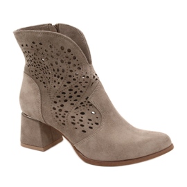 Áttört csizma Lewski Shoes 3166 Cappucino barna