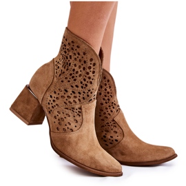 Áttört csizma Lewski Shoes 3166 Beige bézs