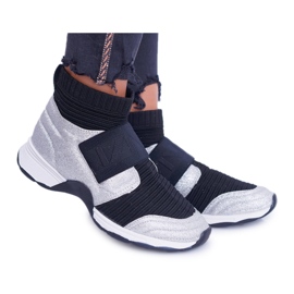 Női sportcipő Lu Boo Zoknival Ezüst Glitter Phantom HT9022 fekete