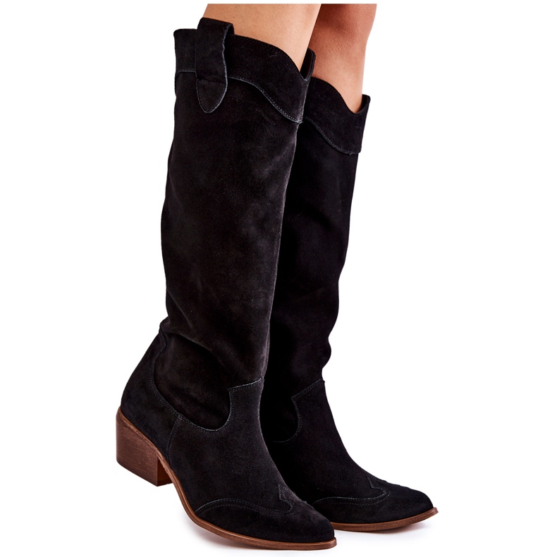 Női magassarkú csizma Lewski Shoes 3235 fekete