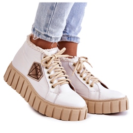 Lewski Shoes Bőr sportcipők megkötve fehér Lewski cipők 3252 / N