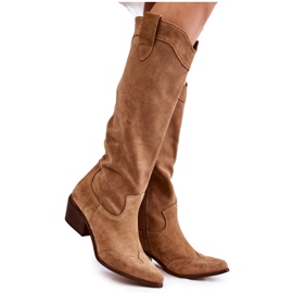 Női magassarkú csizma Lewski Shoes 3235 bézs