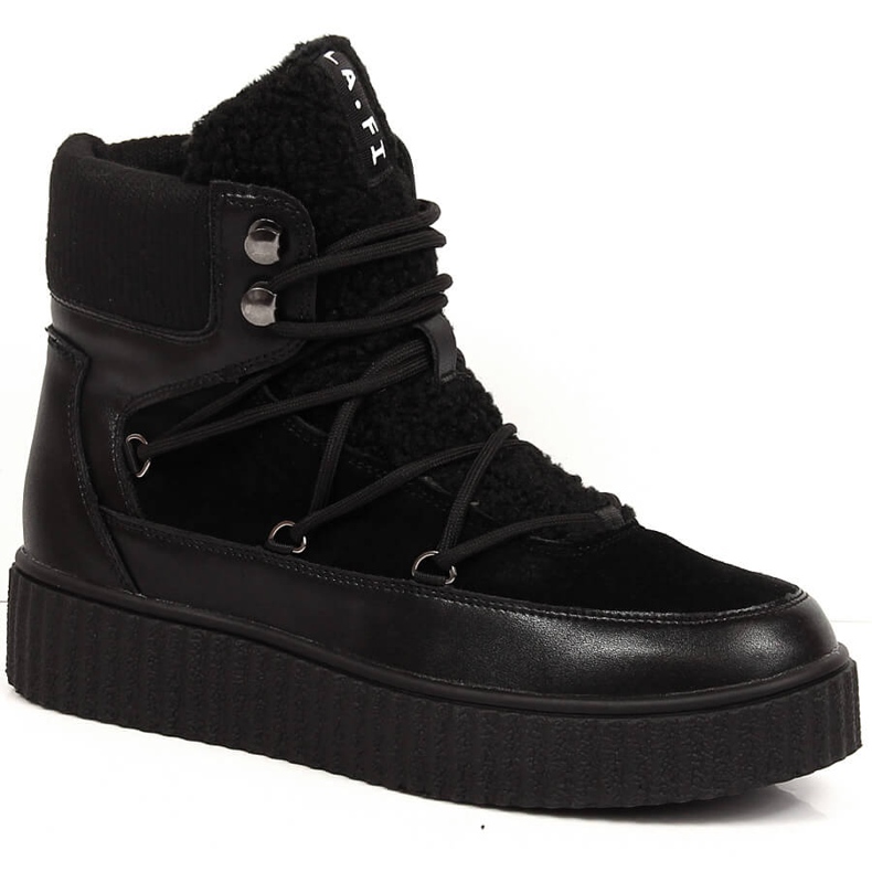 Női fűzős csizma szigetelt fekete Laura La.Fi platformmal