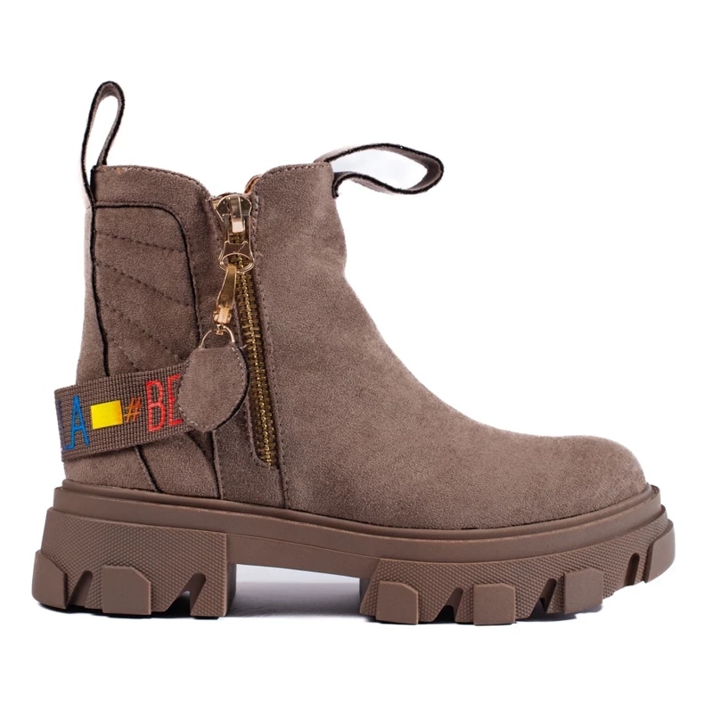 Női platform bokacsizma bézs