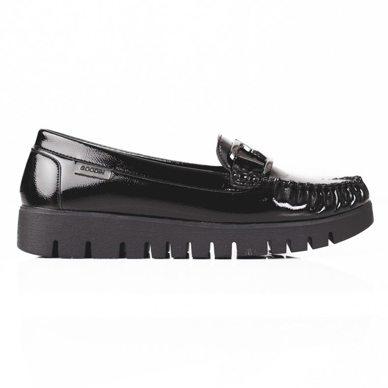 Női fekete mokaszinok a Shelovet platformon