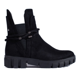 Ökológiai velúrból készült fekete női Chelsea csizma Vinceza platformon