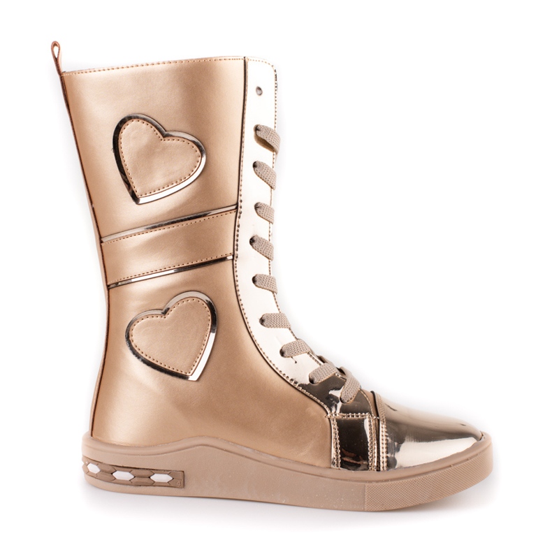 Lánycsizma magas szárral Shelovet arany aranysárga