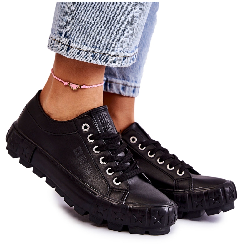 Divatos bőr tornacipő Big Star KK274143 fekete