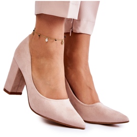 PS1 Klasszikus Velúr Pumpák Bézs Kendra Sarkon barna