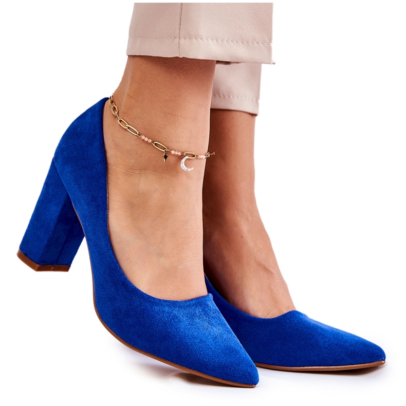 PS1 Klasszikus Velúr Pumpák Kendra Kék Sarkú