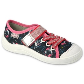Befado gyerekpapucs 351Y003 fekete/rózsaszín applikációkkal