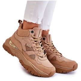 Női magas sportcipő Memory Foam System Big Star KK274355 Bézs