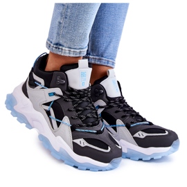 Női sportcipő hatalmas platformon, Big Star KK274386 fekete-szürke Női sportcipő hatalmas platformon, Big Star KK274386 fekete-szürke