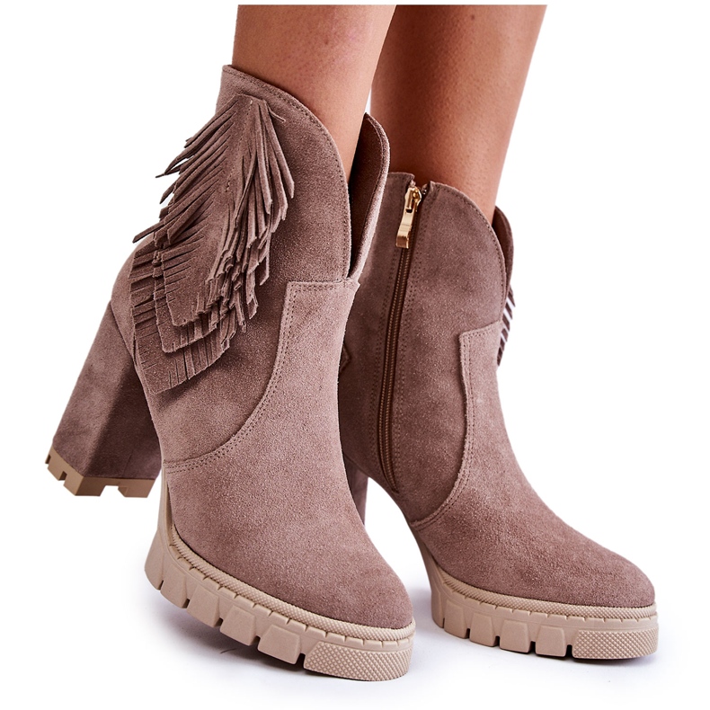 Velúr Platform Boots Lewski Shoes 3251 Cappucino barna