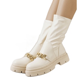 Luisina bézs színű csizma magas talpon