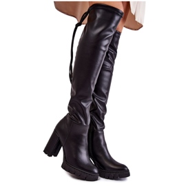 Bőr csizma a Lewski Shoes 3245 fekete platformon