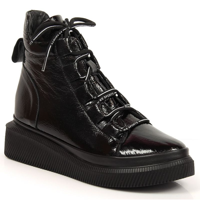 Bőr lakkozott hőszigetelt csizma Artiker W HBH36 fekete