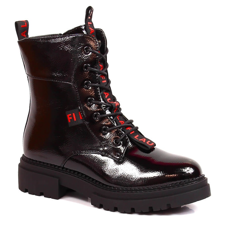 Női fekete lakkozott hőszigetelt csizma Laura La.Fi