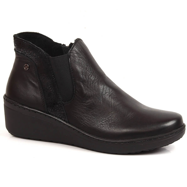 Kényelmes fekete női meleg ékcsizma Helios 596