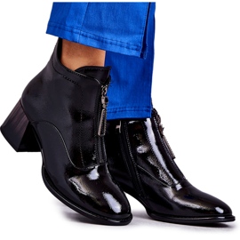 S.Barski Női lakkbőr bokacsizma cipzárral, fekete S.Barski Női lakkbőr bokacsizma cipzárral, fekete