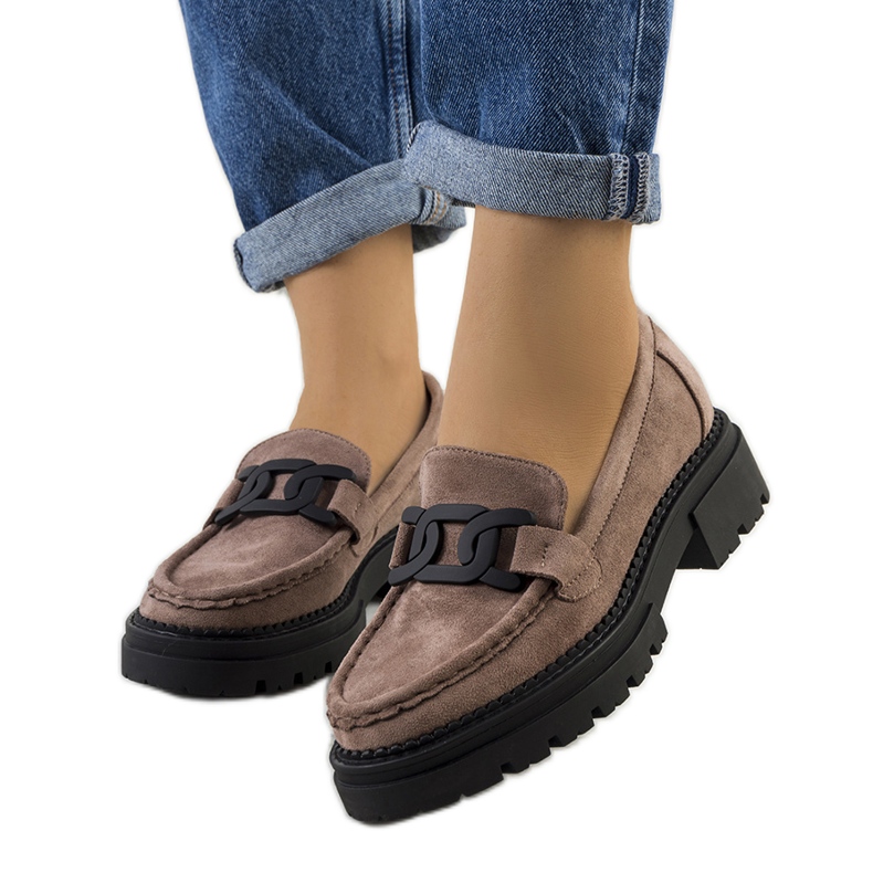 Barna, öko-velúr cipő bézs