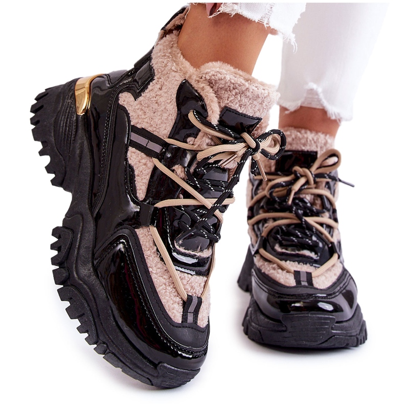 PM1 Hőszigetelt női sportcsizma fekete és bézs színű Edora