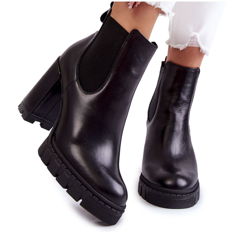 Bőr Csizma Smooth A Bar Black Eldey fekete