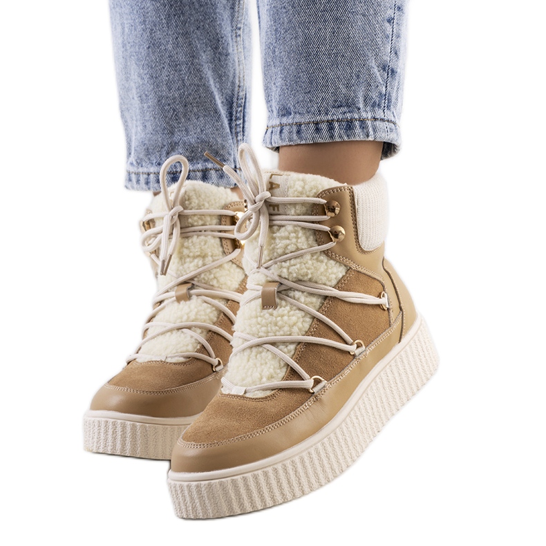 PA1 Női barna hócsizma a Laursen márkától bézs ekru