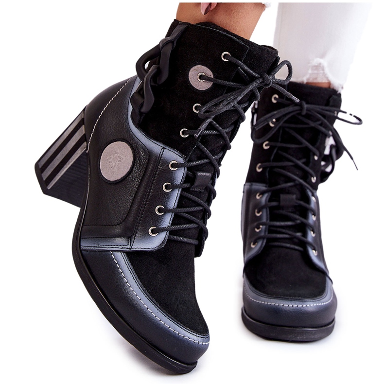 Női bőrcsizma Maciejka 05599-01 Fekete sokszínű