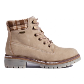 Női Shelovet bézs túrabakancs ökológiai bőrből barna Női Shelovet bézs túrabakancs ökológiai bőrből barna