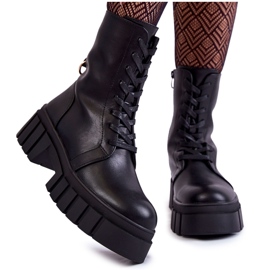 Sergio Leone Bőr meleg csizma a fekete Telisa platformon