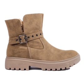 Bézs színű női bokacsizma ökológiai velúrból Bézs színű női bokacsizma ökológiai velúrból