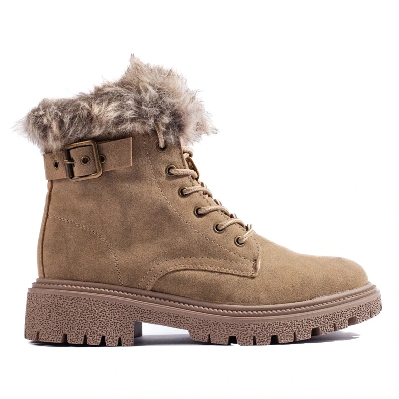 Női túracipő bundával bézs