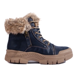 Kék női túracipő bundával Kék női túracipő bundával