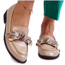 WS1 Női bőrcipők bézs Dayes masnival