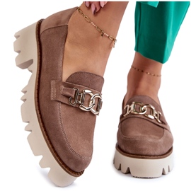 Barna velúr cipő Laura Messi díszítéssel