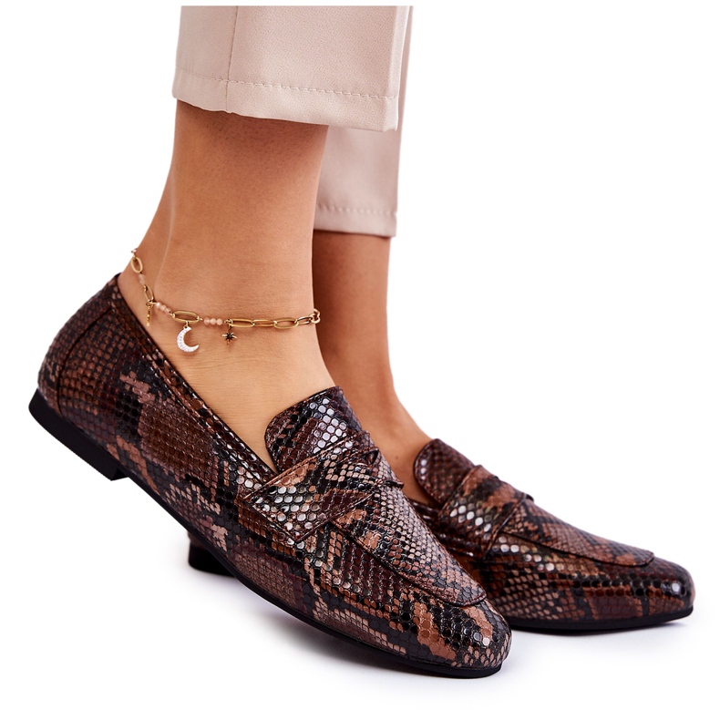 Bőr Snake Loafers La.Fi 210023BR-XS Barna bézs