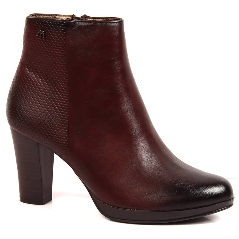 Gesztenyebarna meleg női csizma a poszton M. Daszyński bordó