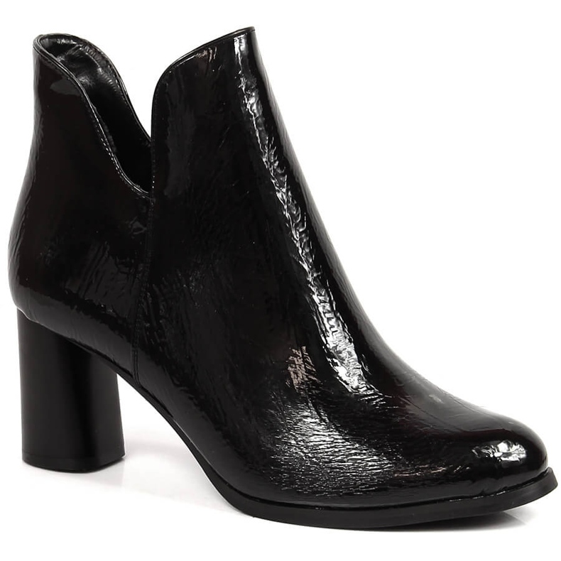 Lakkozott női csizma fekete meleg Jezzi poszton