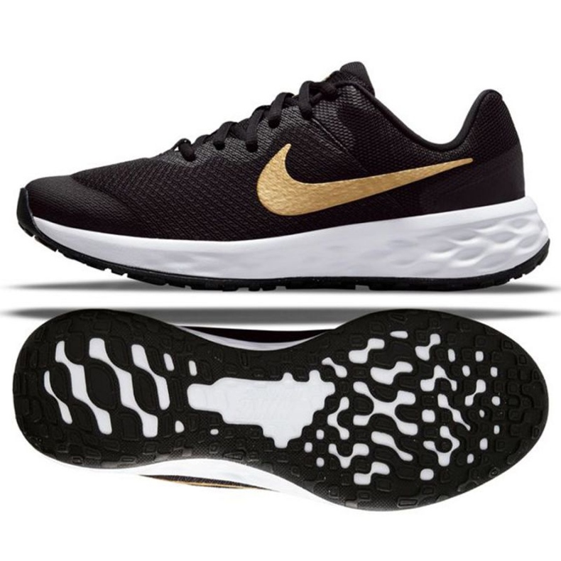Nike Revolution 6 Jr DD1096 002 futócipő fekete aranysárga